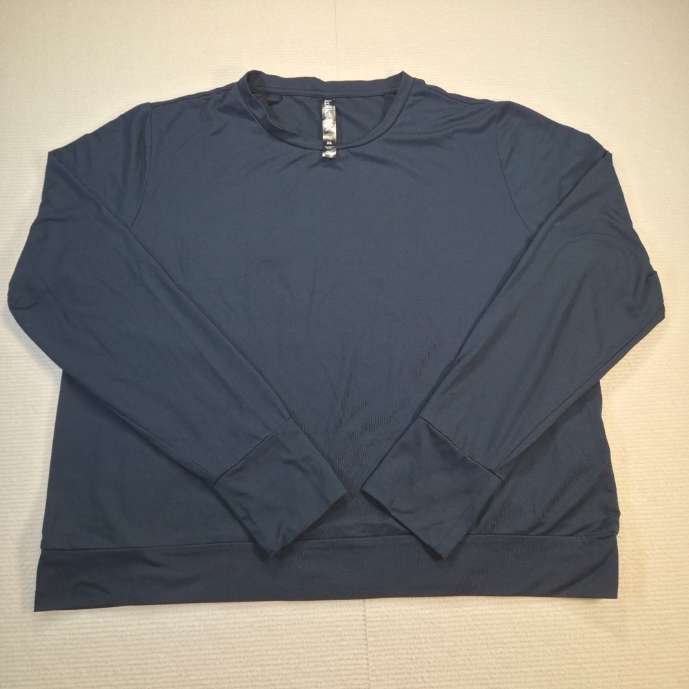 Lukka Lux Womens Navy Blue Long Sleeve Activewear Performance Top Size XL